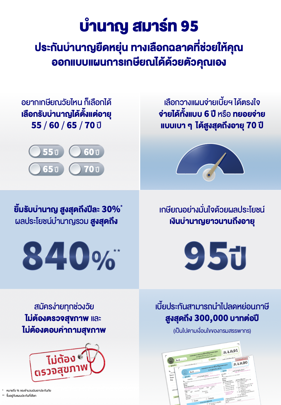 ภาพสรุปจุดเด่นของบำนาญ สมาร์ท 95