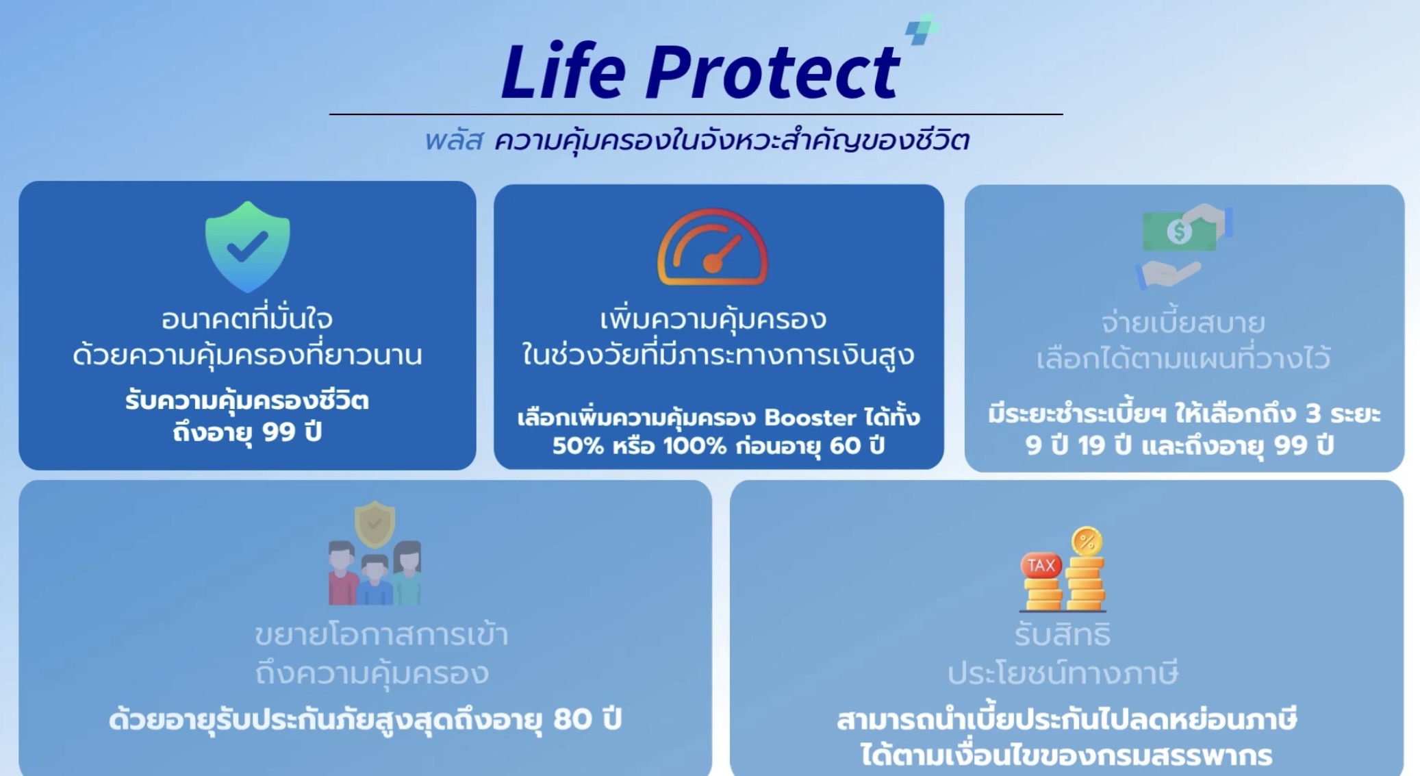 สรุปจุดเด่นของแบบประกัน Life Protect+
